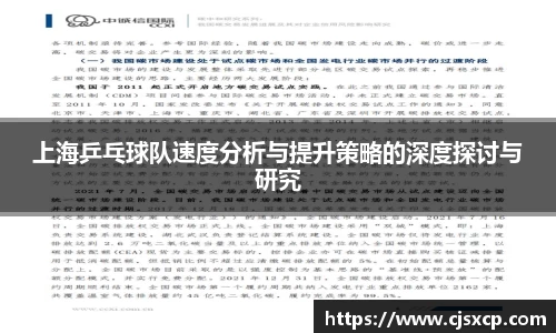 上海乒乓球队速度分析与提升策略的深度探讨与研究